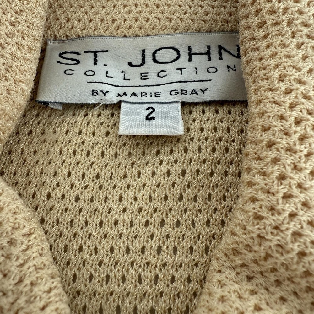 VTG St John Collection Marie Gray Knit Jacket/Sweater Warm Beige Spring SZ 2 - Picture 2 of 9
